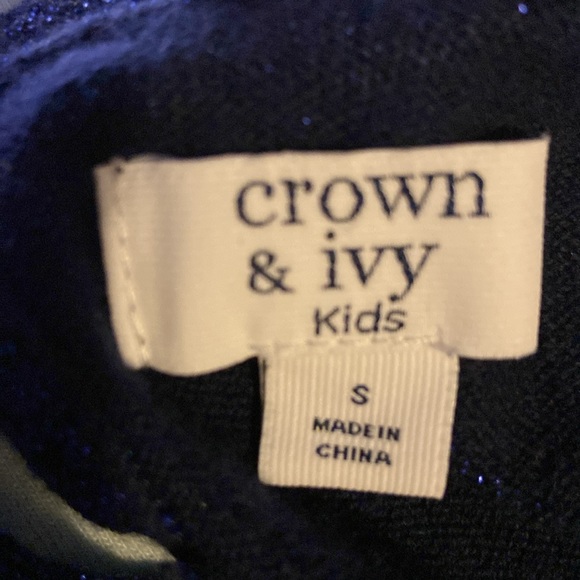 Crown & Ivy Kids Sparkling Blue Dress w/Bow & Leg no Sleeves Sm - Picture 6 of 6